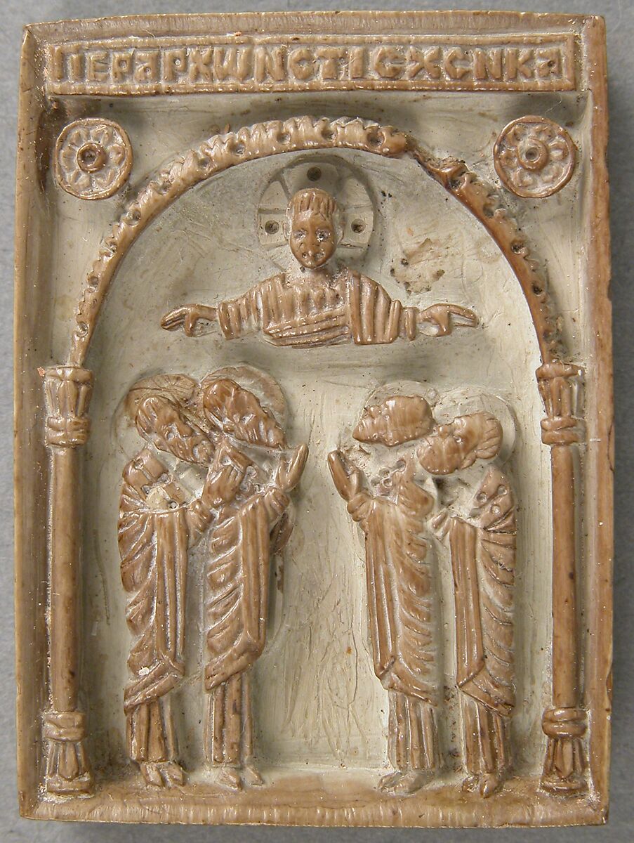 Icon with Christ Pantepotes and the Chorus of Saints, Steatite, Byzantine