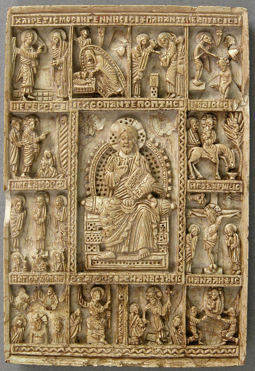 Icon with Christ Pantepotes and the Chorus of Saints, Steatite, Byzantine