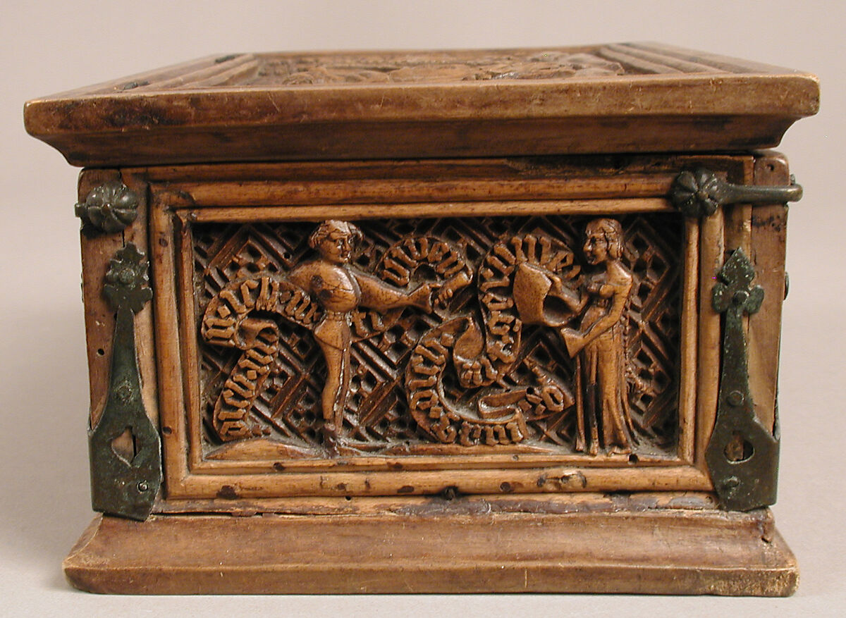 Casket, Poplar with copper alloy fittings, German
