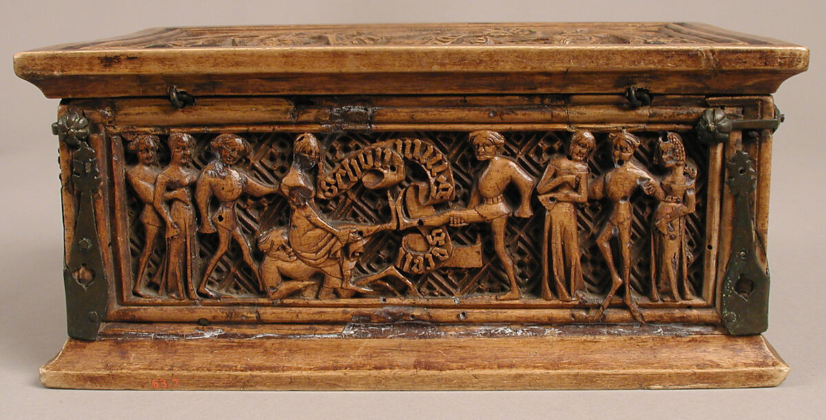 Casket, Poplar with copper alloy fittings, German