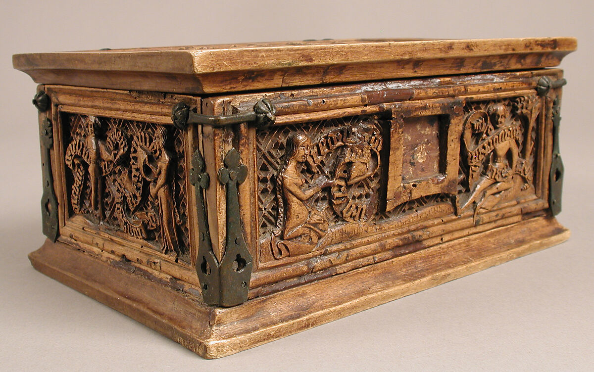 Casket, Poplar with copper alloy fittings, German