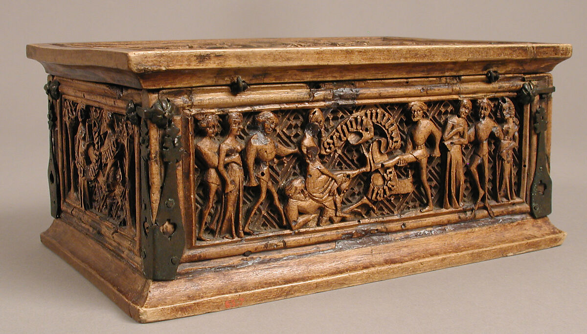 Casket, Poplar with copper alloy fittings, German 