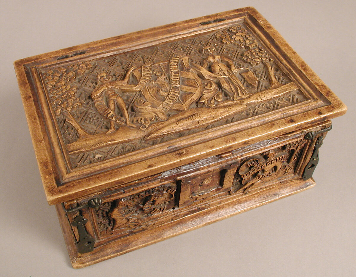 Casket, Poplar with copper alloy fittings, German