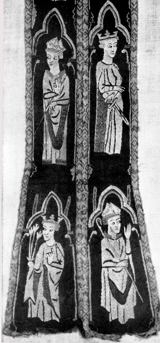 Stole with Figures of Kings and Bishops, Silk, gold thread, British