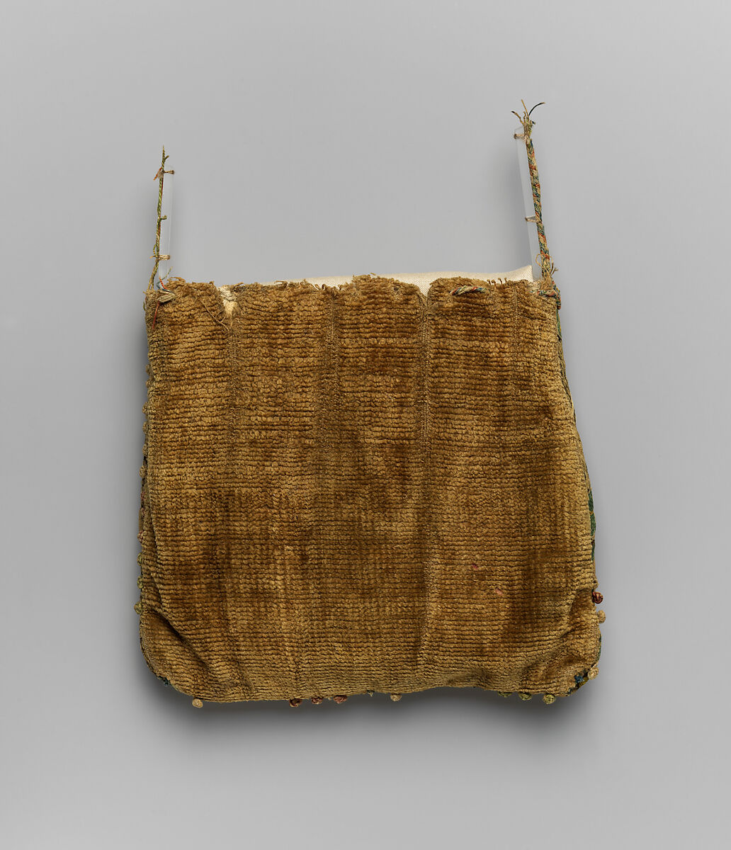 Purse, Silk, linen, gold leaf, French