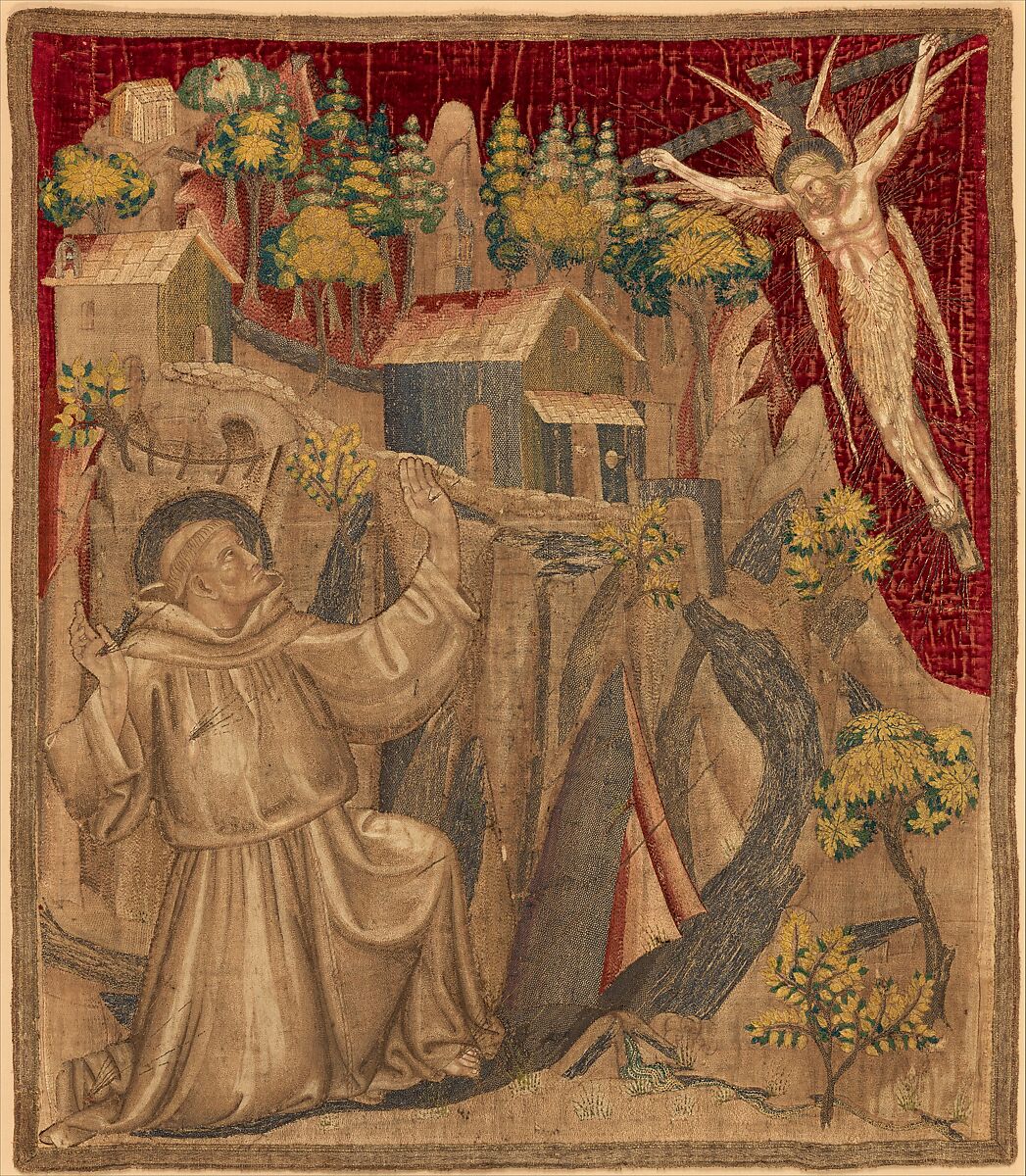 Textile with Saint Francis Receiving the Stigmata, Colored silks, metal thread, Italian 