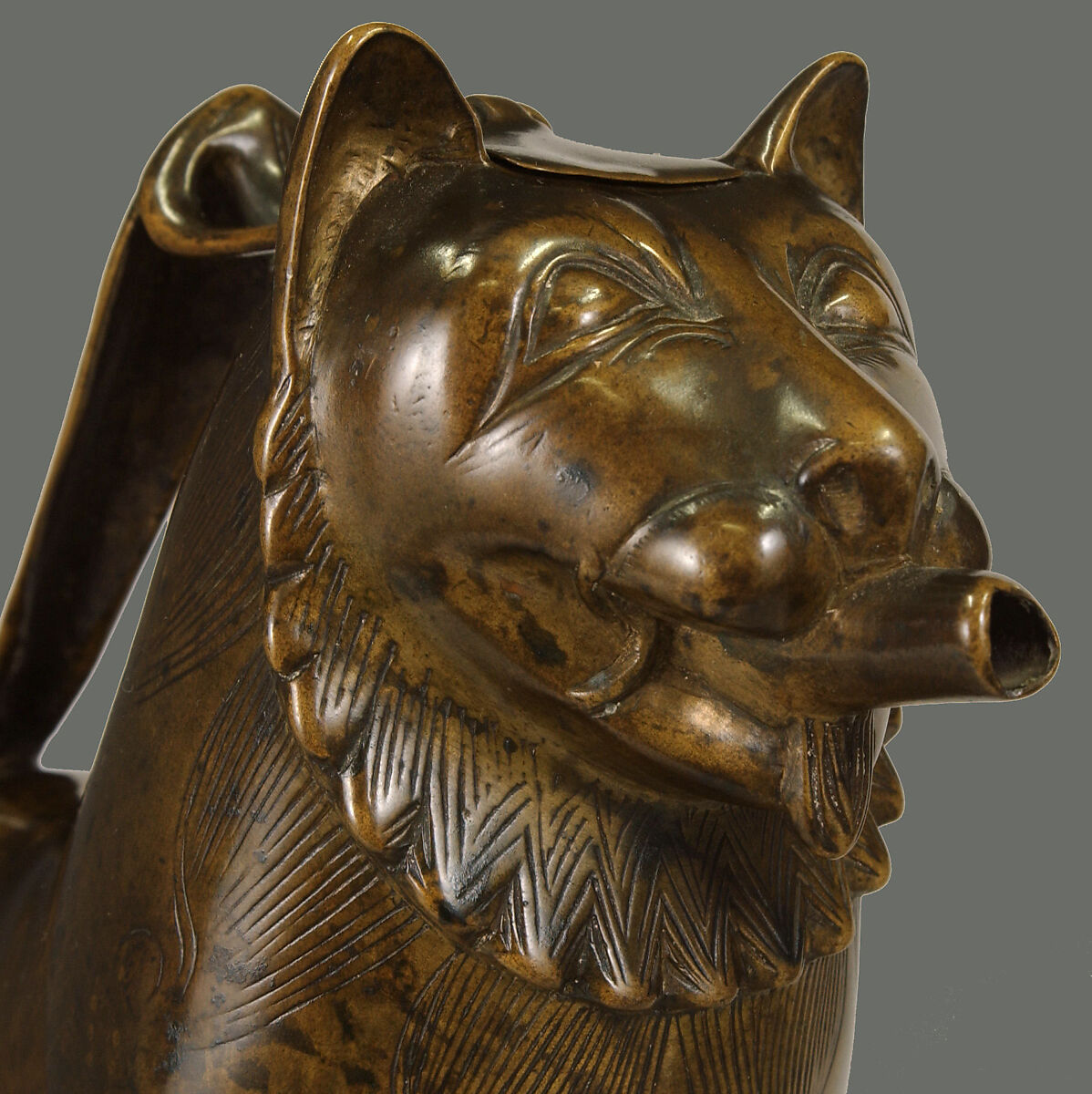 Aquamanile in the Form of a Lion, Copper alloy, German