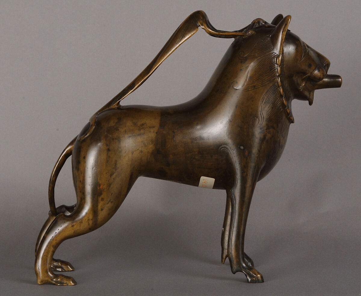 Aquamanile in the Form of a Lion, Copper alloy, German