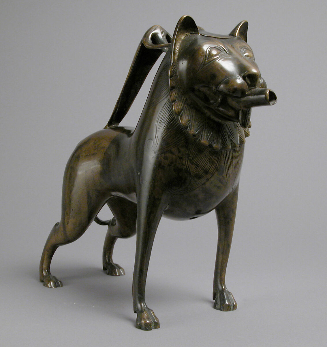 Aquamanile in the Form of a Lion, Copper alloy, German