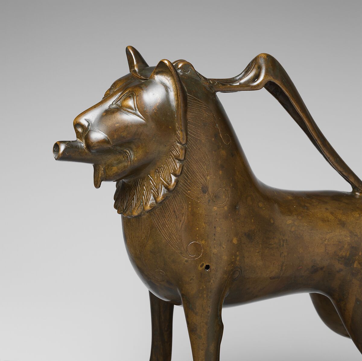 Aquamanile in the Form of a Lion, Copper alloy, German