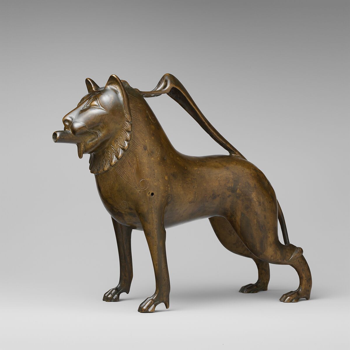 Aquamanile in the Form of a Lion, Copper alloy, German 