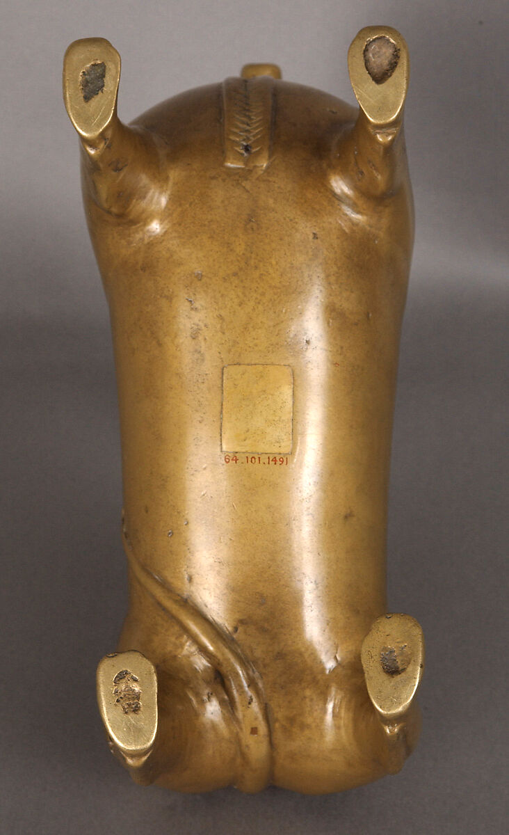 Aquamanile in the Form of a Lion, Copper alloy, glass inlays, North German