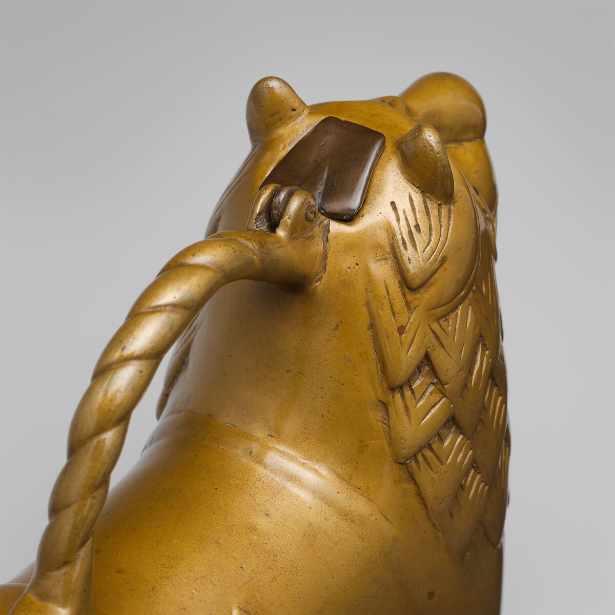 Aquamanile in the Form of a Lion, Copper alloy, glass inlays, North German