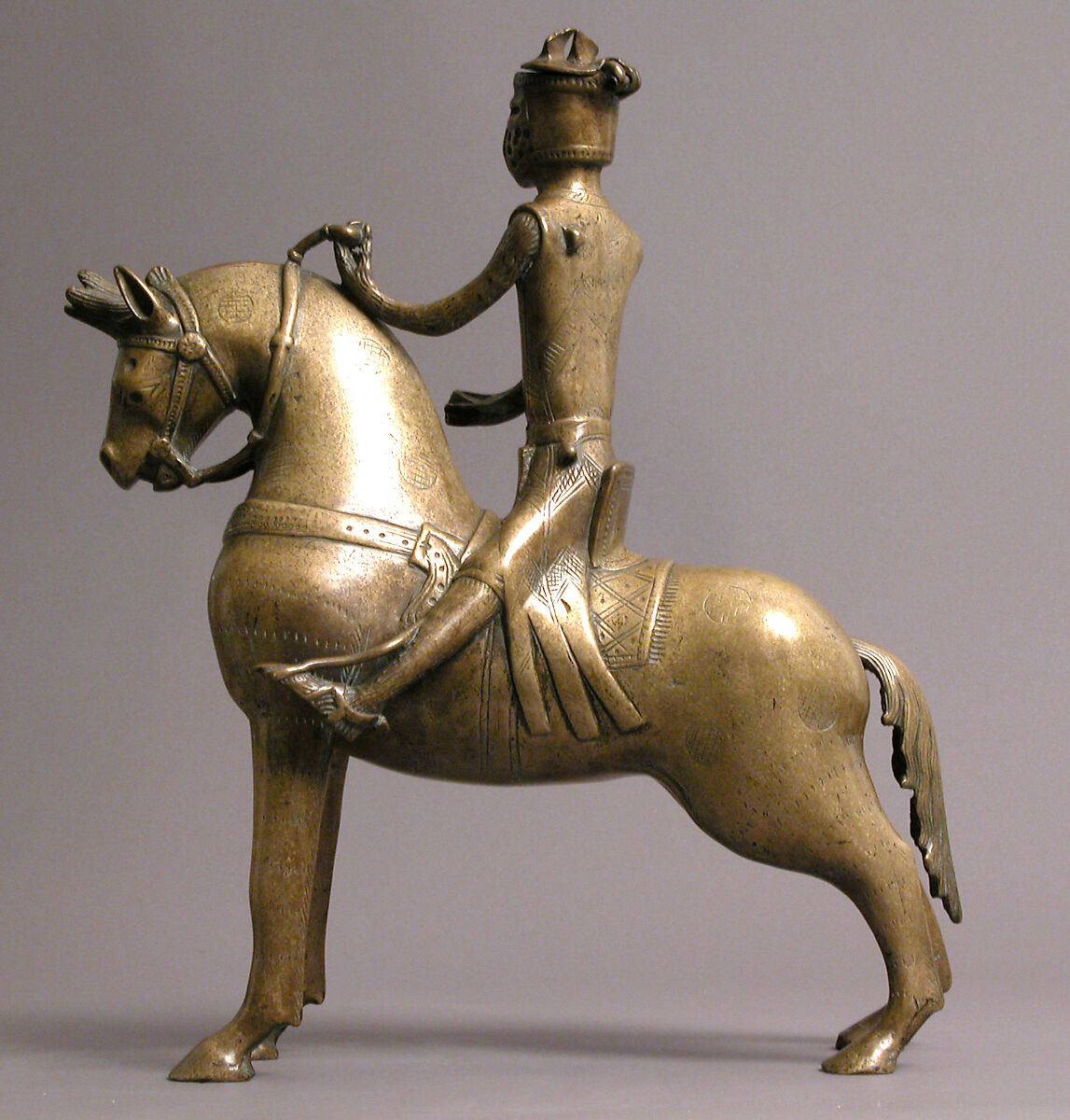 Aquamanile in the Form of a Mounted Knight, Copper alloy, German