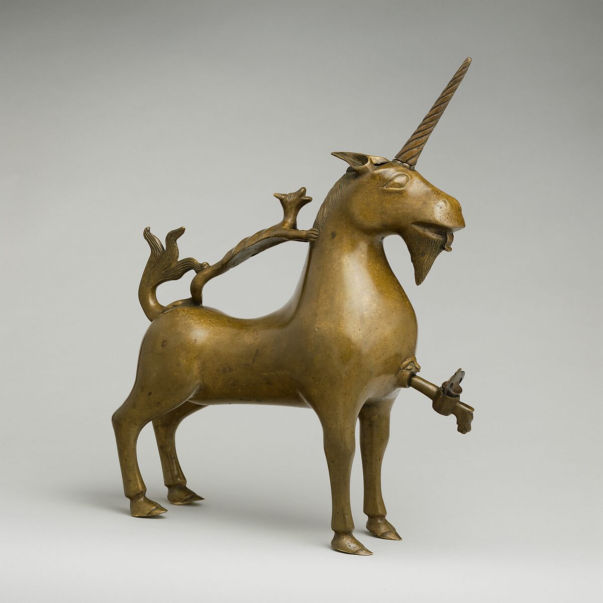 Aquamanile in the Form of a Unicorn, Copper alloy, German 