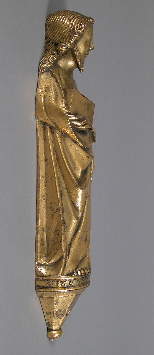 Appliqué Figure of the Apostle James, Copper alloy, cast and gilt, North German