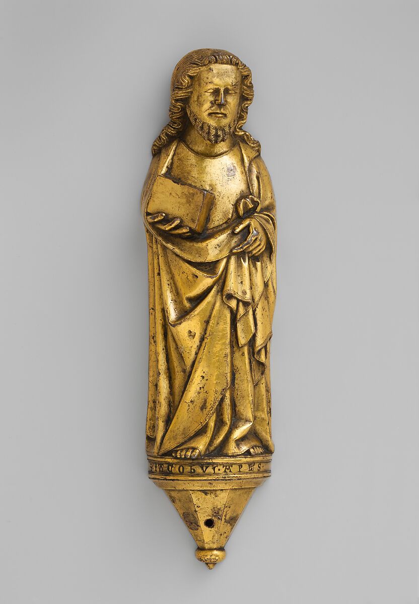 Appliqué Figure of the Apostle James, Copper alloy, cast and gilt, North German 