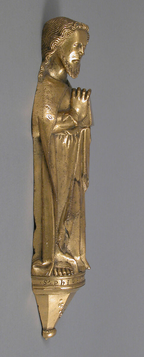 Appliqué Figure of the Apostle Philip, Copper alloy, cast and gilt, North German