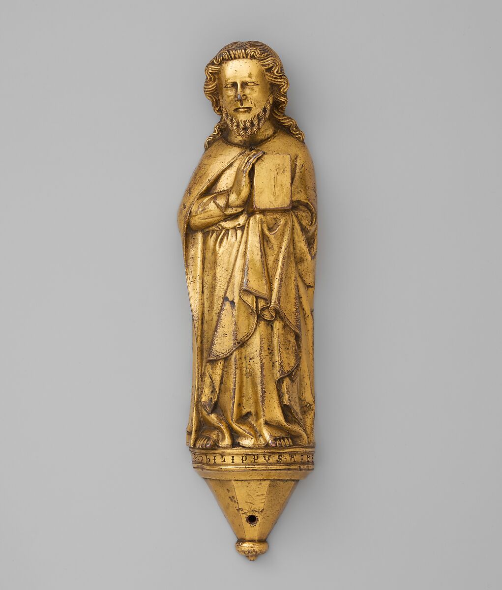 Appliqué Figure of the Apostle Philip, Copper alloy, cast and gilt, North German 