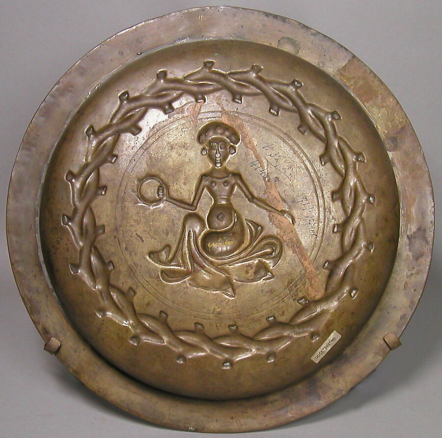 Plate with Seated Woman, Copper alloy, South Netherlandish