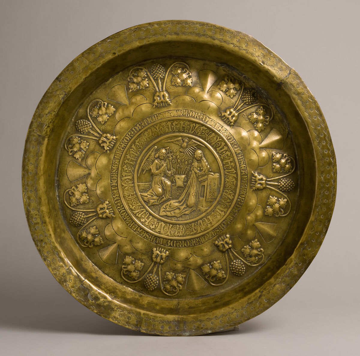 Plate, The Annunciation, Brass, German 