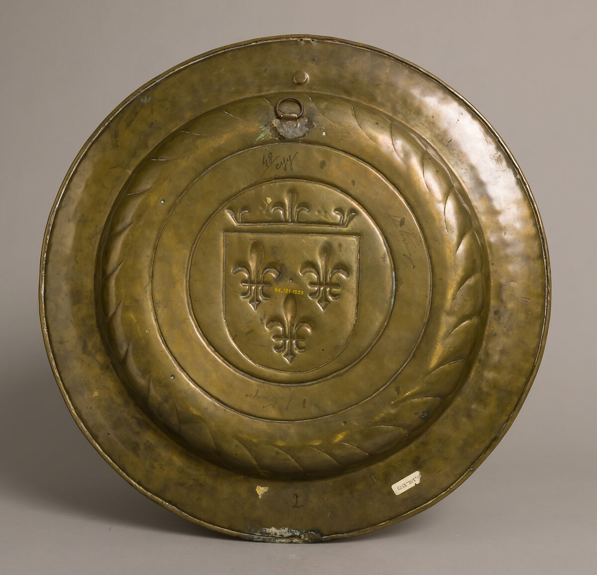 Plate, Royal Arms of France, Brass, South Netherlandish