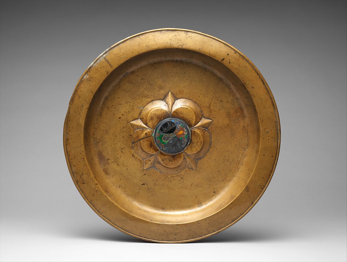 Plate, Brass, silver and translucent  enamel, South Netherlandish 