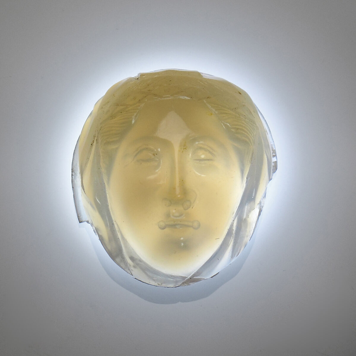 Cameo with Head of Female Saint Wearing Wimple, Chalcedony, French