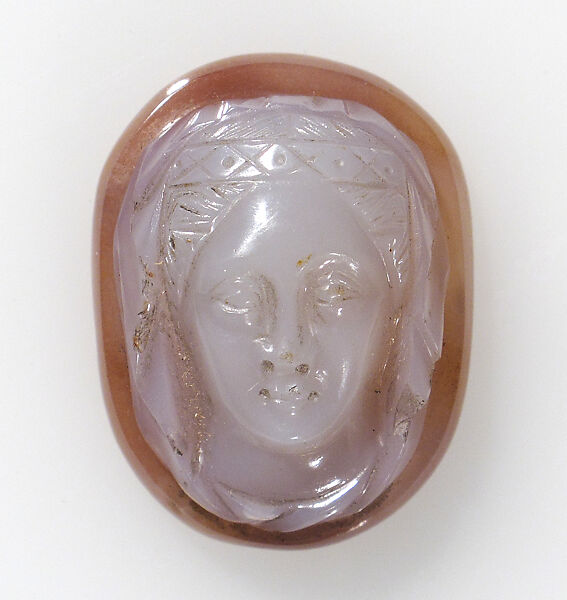 Cameo with head of female saint, Chalcedony, French 