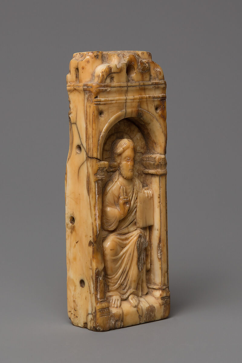 Reliquary Plaque with Christ Blessing, Walrus ivory, German