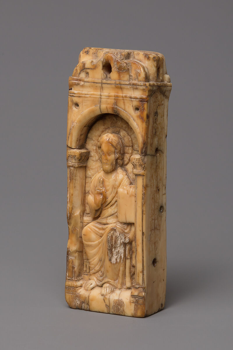 Reliquary Plaque with Christ Blessing, Walrus ivory, German