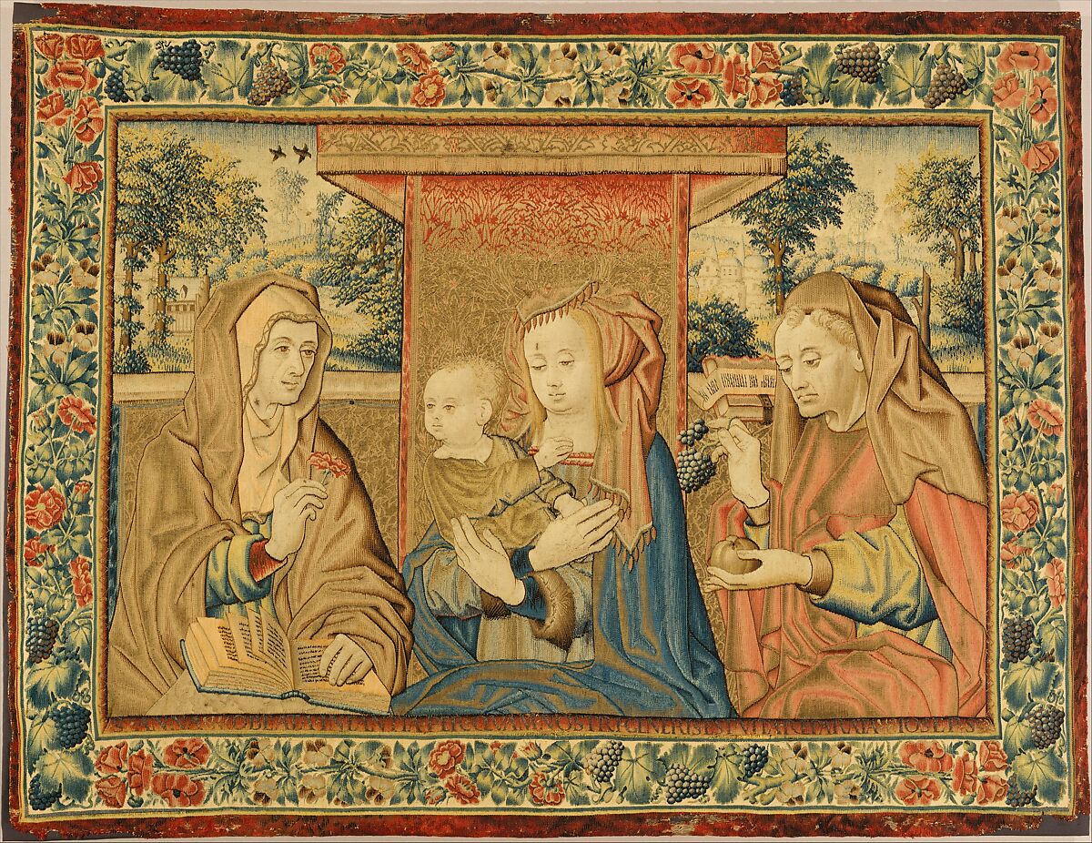 The Holy Family with Saint Anne, Linen warp, wool, silk, silver, and gilt wefts, (cont. see notes), South Netherlandish