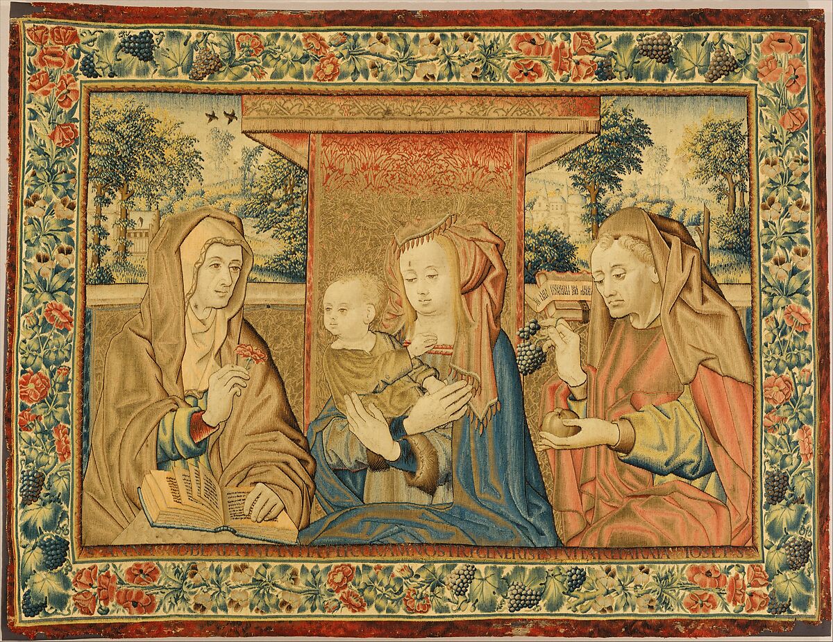 The Holy Family with Saint Anne, Linen warp, wool, silk, silver, and gilt wefts, (cont. see notes), South Netherlandish 