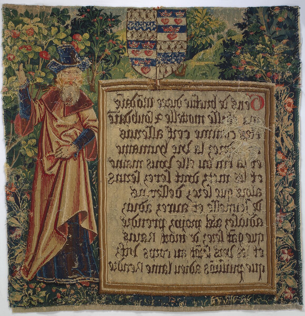 The Poet with His Epilogue (from The Hunt of the Frail Stag), Wool warp;  wool and silk wefts, South Netherlandish