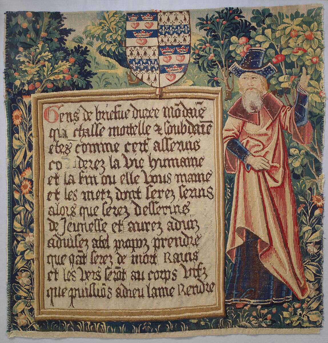 The Poet with His Epilogue (from The Hunt of the Frail Stag), Wool warp;  wool and silk wefts, South Netherlandish 