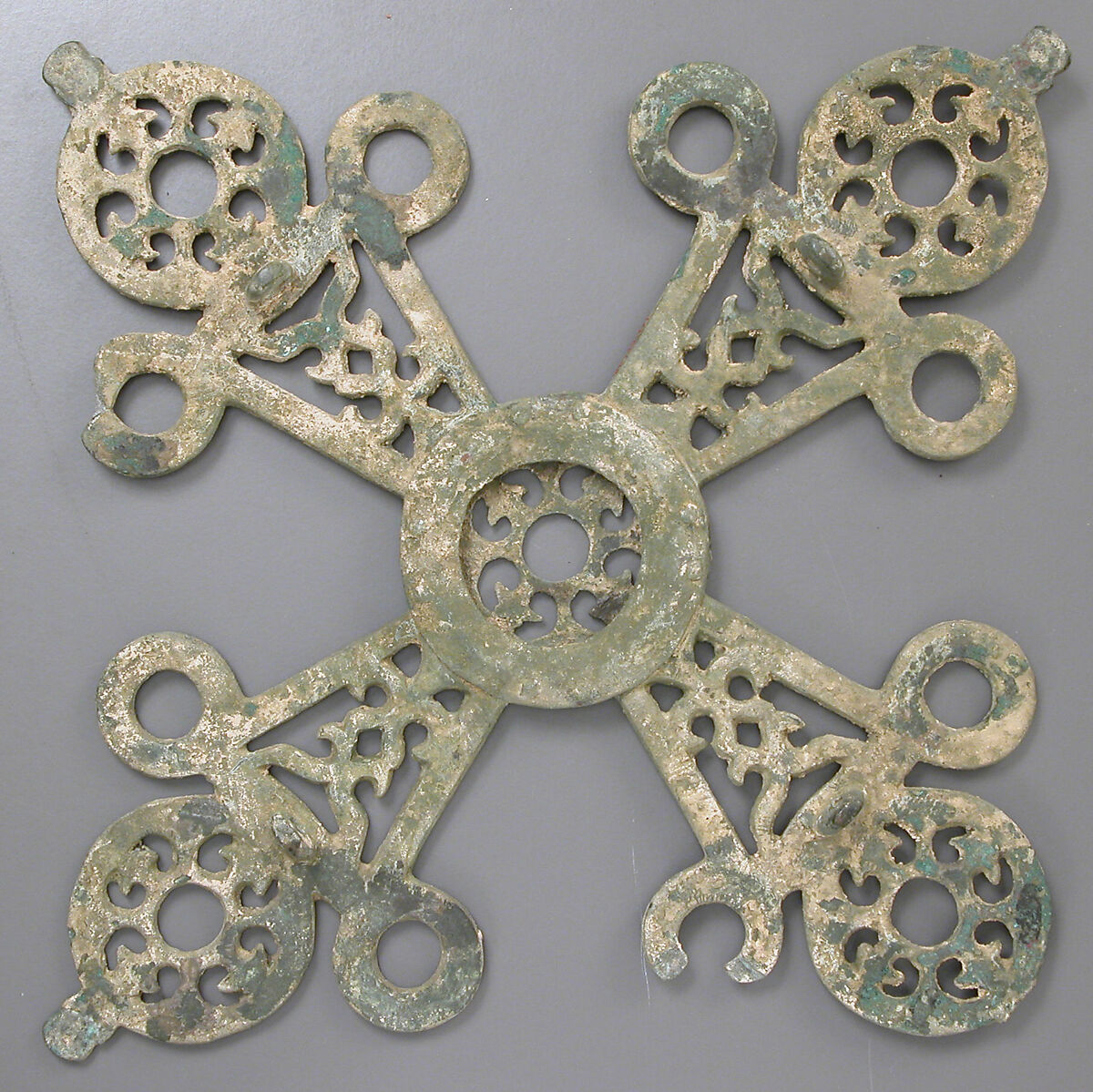 Cross-Shaped Hanging Lamp, Copper alloy, Byzantine 