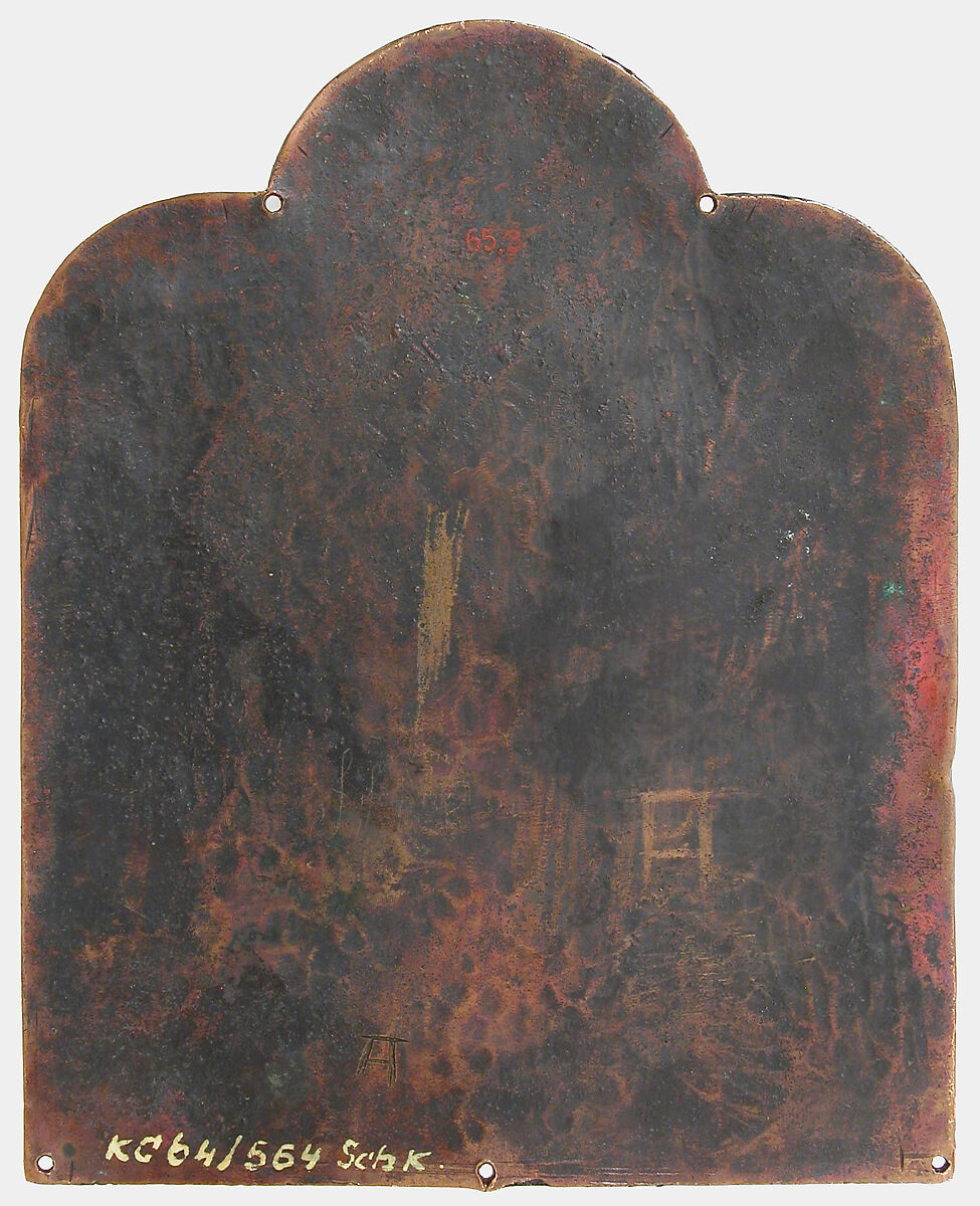 Plaque with The Annunciation, Champlevé enamel, copper-gilt, German