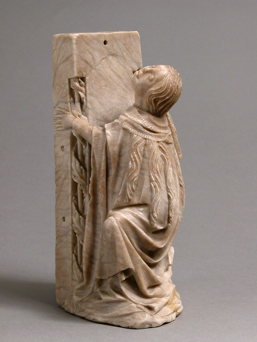 Mary Magdalen at the Foot of the Cross, Follower of the Master of Rimini, Alabaster, South Netherlandish 