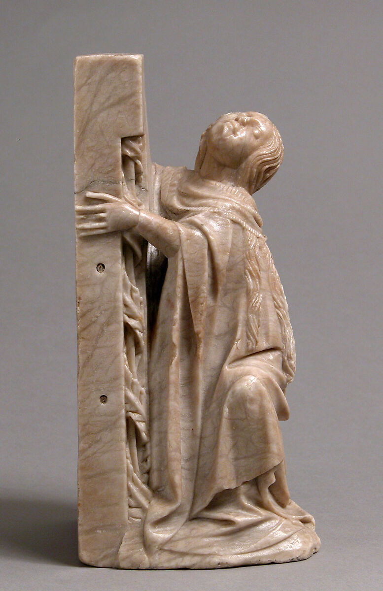 Mary Magdalene at the Foot of the Cross, Follower of the Master of Rimini, Alabaster, South Netherlandish