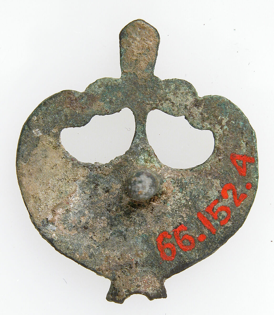 Openwork and Pelta-Shaped Ornament, Champlevé enamel, bronze, Roman