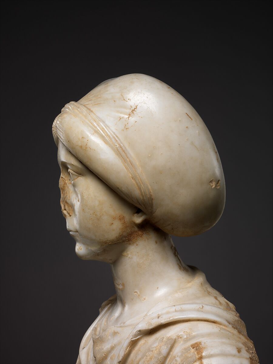 Marble Portrait Bust of a Woman with a Scroll, Pentelic Marble, Byzantine