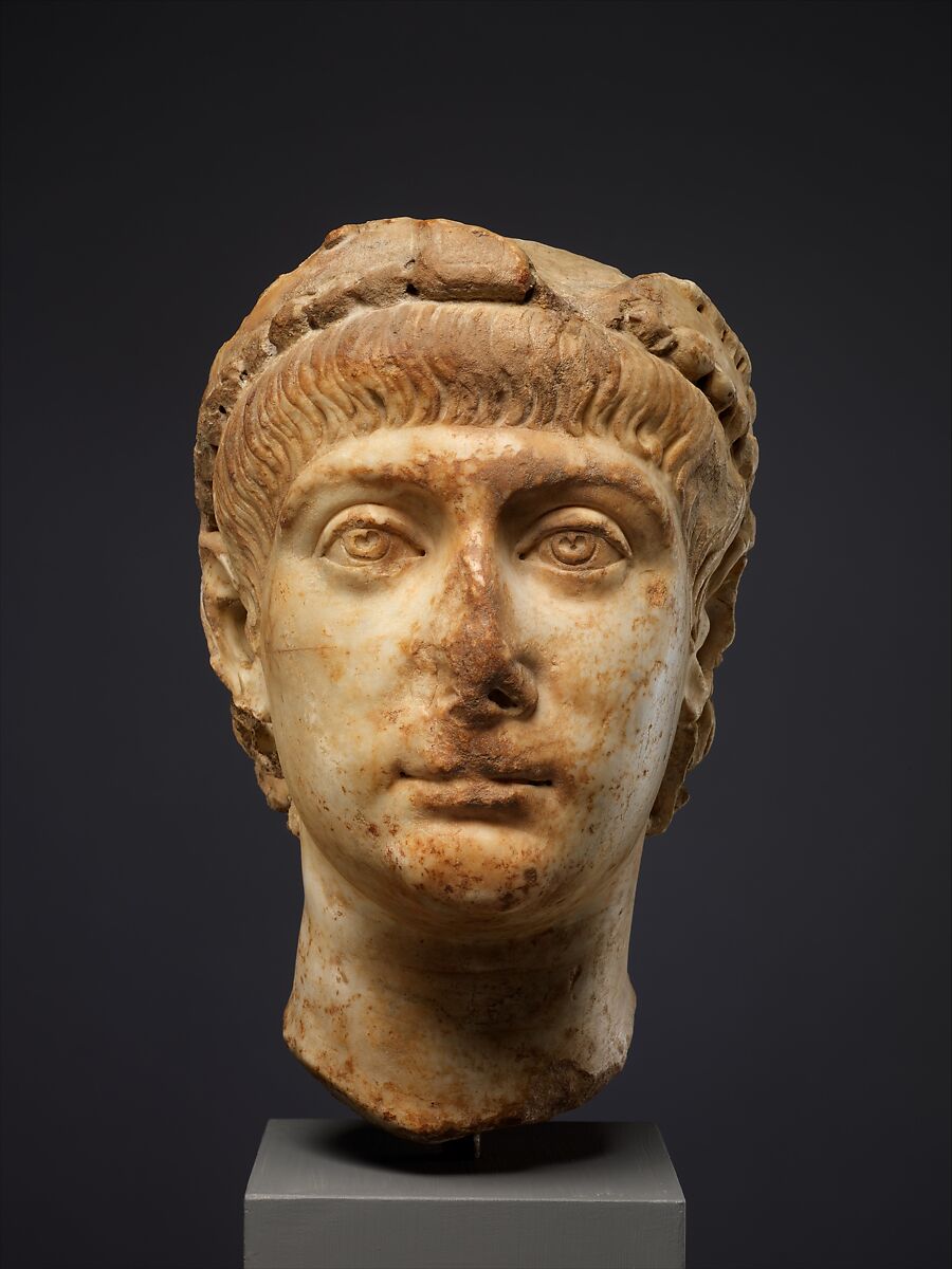 Head of Emperor Constans (r. 337–50), Marble, Byzantine