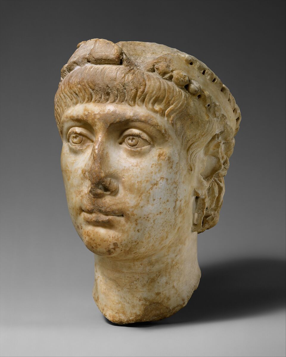 Head of Emperor Constans (r. 337–50), Marble, Byzantine 