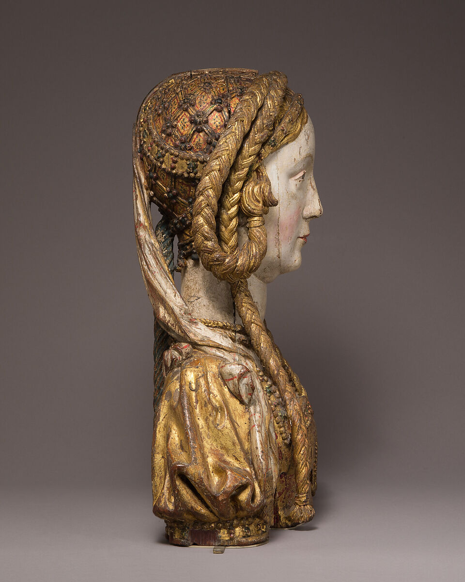 Reliquary Bust of Saint Balbina, Oak, with paint and gilding, and human remains, South Netherlandish