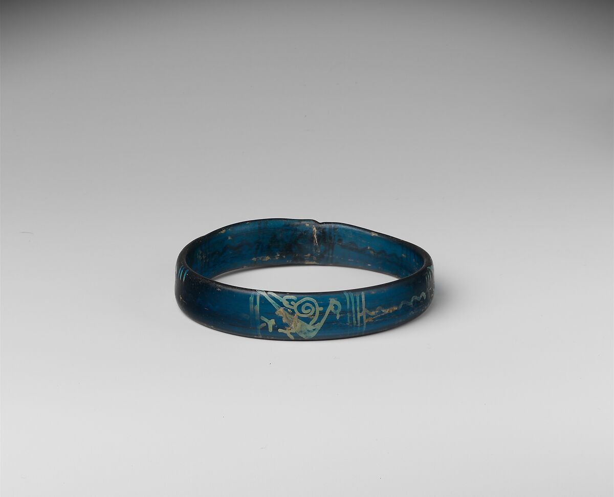 Bracelet with Birds and Geometric Patterns, Glass, silver stain, Byzantine