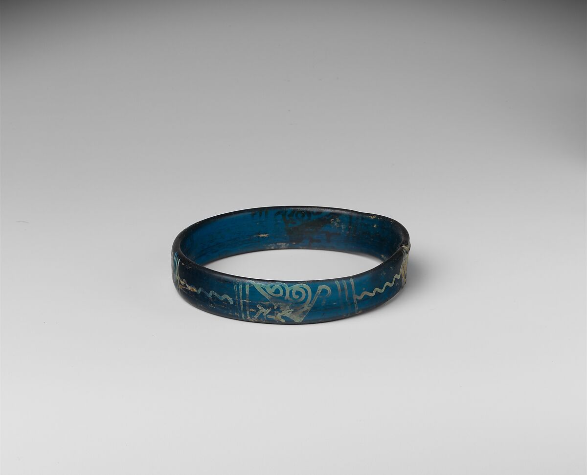 Bracelet with Birds and Geometric Patterns, Glass, silver stain, Byzantine