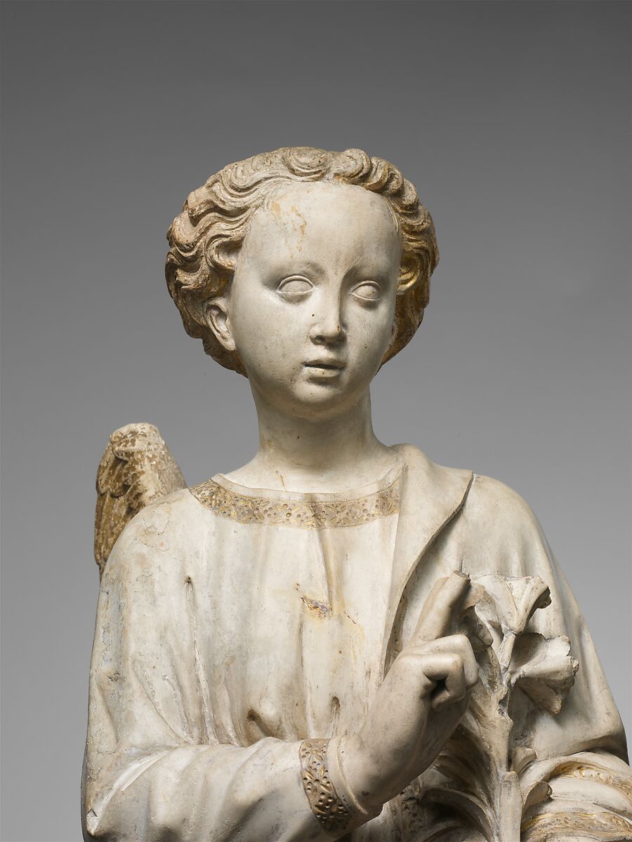 Angel of the Annunciation, Mud-wackestone with traces of polychromy, Italian