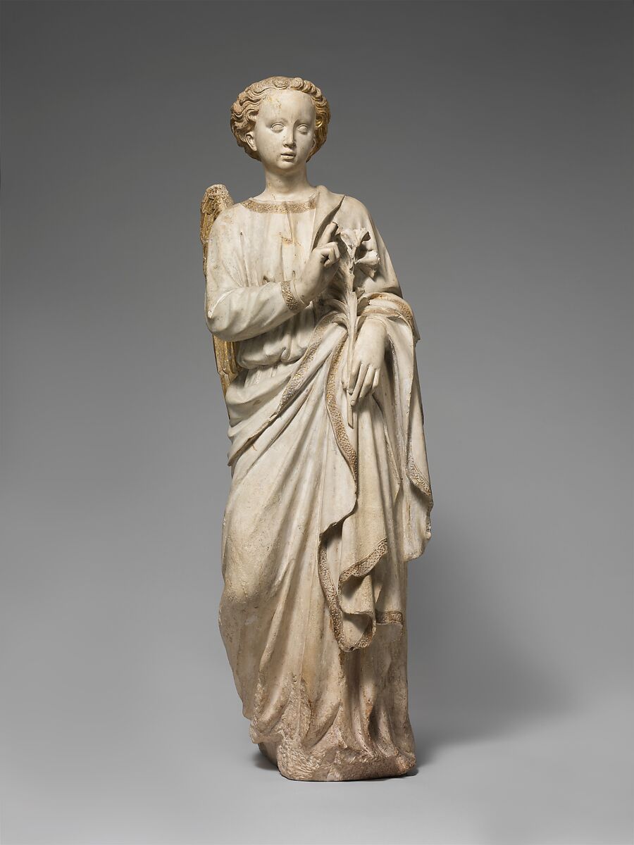Angel of the Annunciation, Mud-wackestone with traces of polychromy, Italian