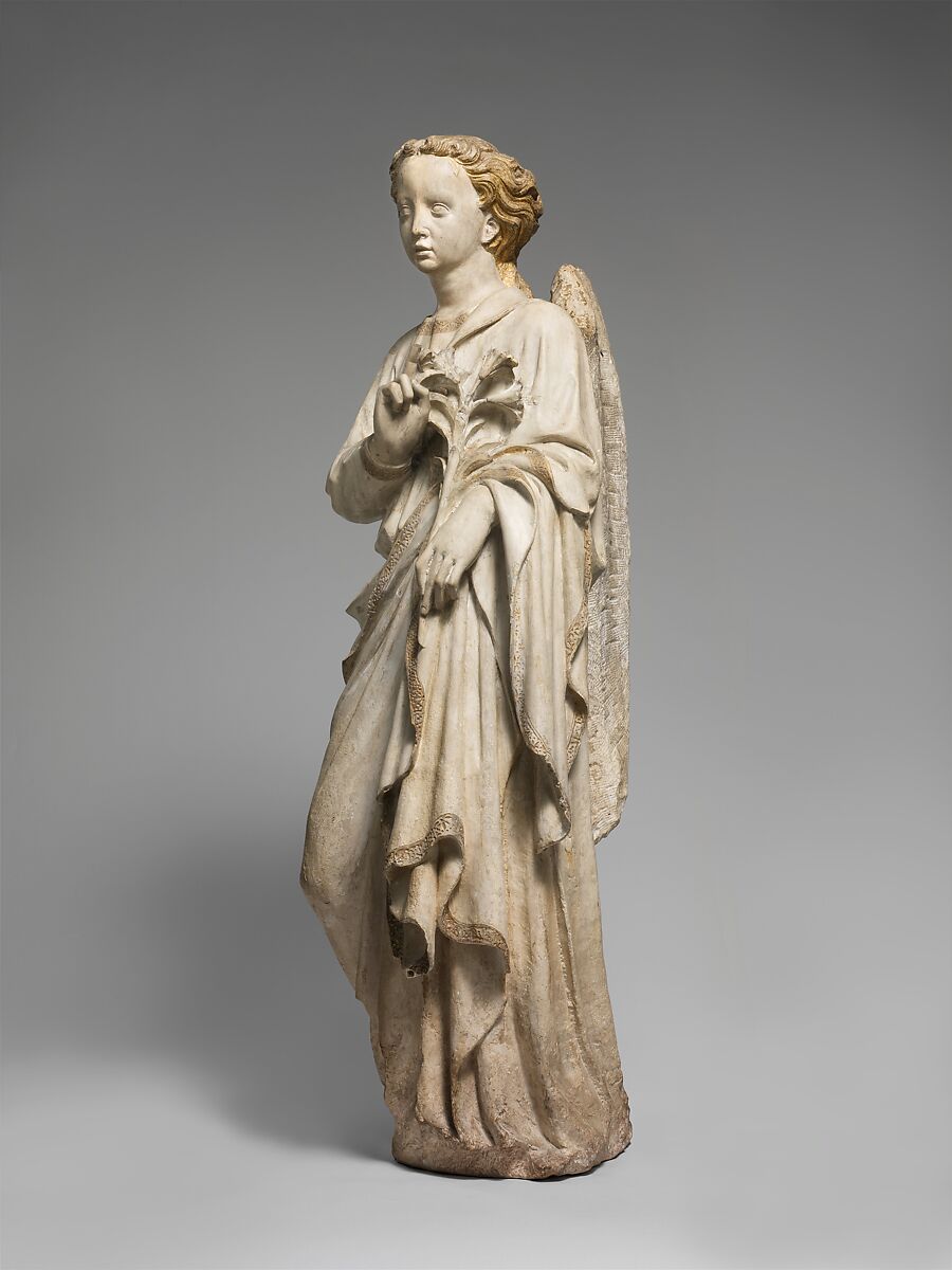 Angel of the Annunciation, Mud-wackestone with traces of polychromy, Italian