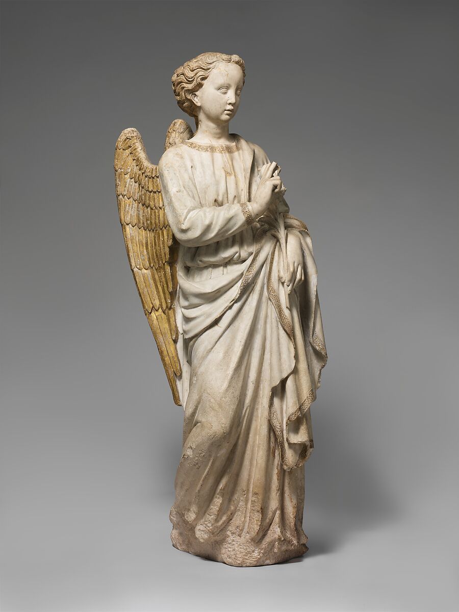Angel of the Annunciation, Mud-wackestone with traces of polychromy, Italian 